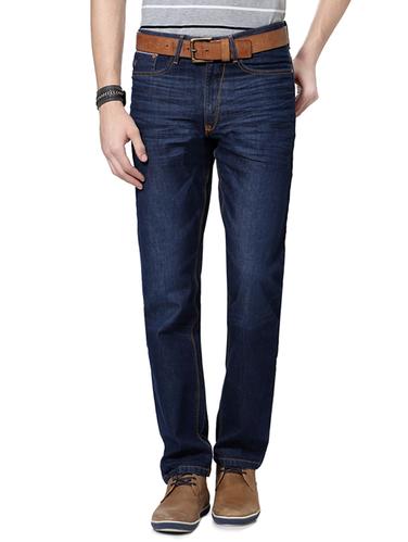 solid navy blue cotton plain jeans - 14419393 - Very Small Image - 1