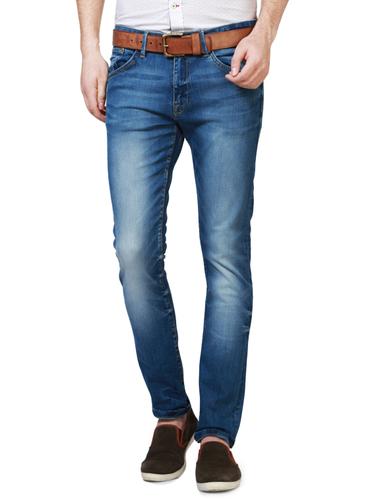 blue cotton blend washed jeans - 14419406 - Very Small Image - 1