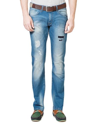 blue cotton blend washed jeans - 14419422 - Very Small Image - 1