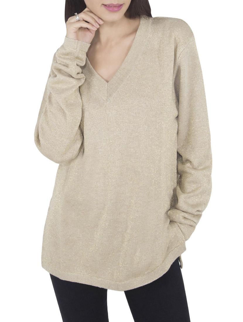 beige viscose casual pullover