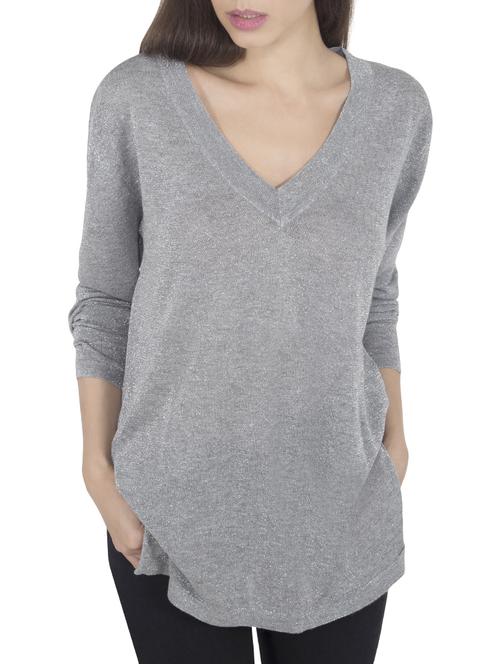 grey viscose casual pullover - 14419582 - Standard Image - 1