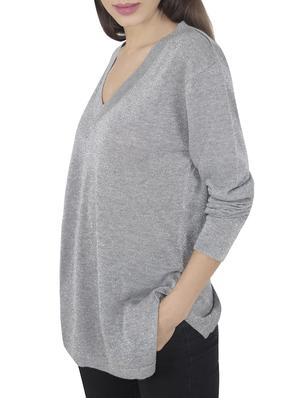 grey viscose casual pullover - 14419582 - Standard Image - 2