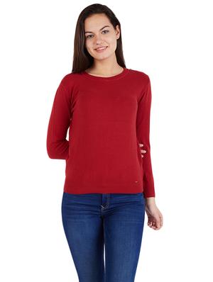 Maroon knitted top - 14419976 - Standard Image - 1