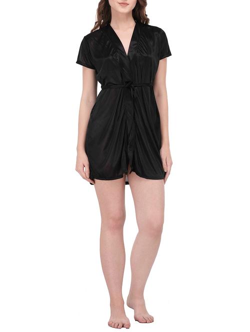 black sleepwear robe with bra panty set - 14420164 - Standard Image - 1