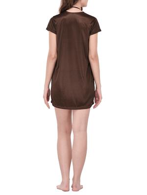 brown solid nightwear set - 14420166 - Standard Image - 2