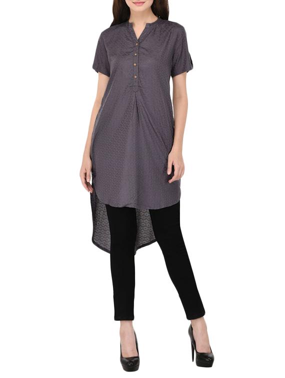 grey solid asymmetrical tunic