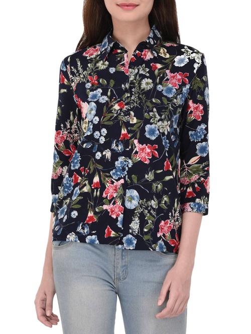 black floral cotton shirt - 14421055 - Standard Image - 1