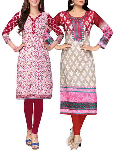 multi colored cotton combo kurta - 14421187 - Very Small Image - 1