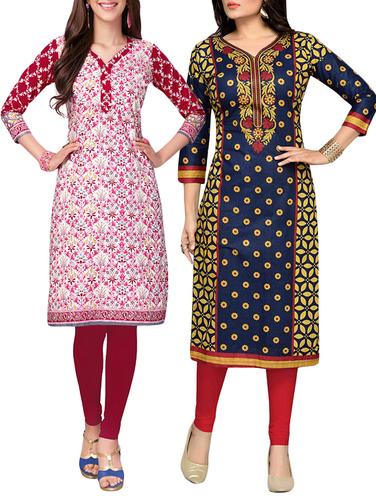 multi colored cotton combo kurta - 14421189 - Very Small Image - 1
