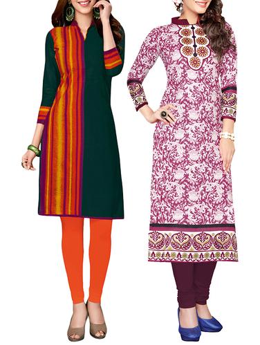 multi colored cotton combo kurta - 14421198 - Very Small Image - 1