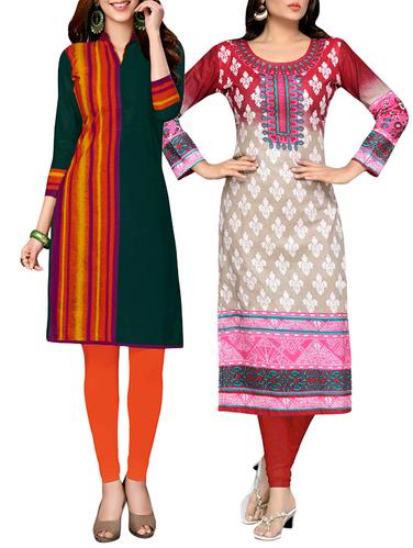 multi colored cotton combo kurta - 14421200 - Very Small Image - 1