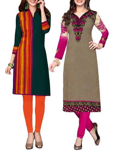 multi colored cotton combo kurta - 14421201 - Very Small Image - 1