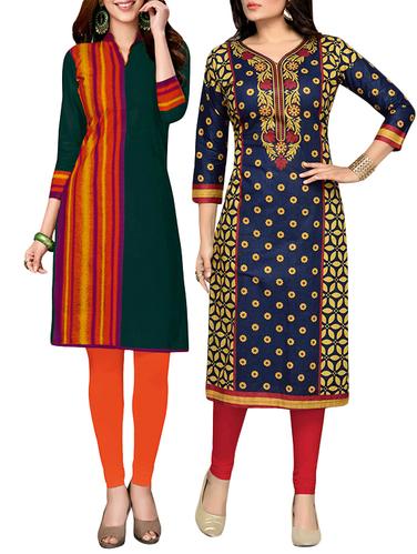 multi colored cotton combo kurta - 14421202 - Very Small Image - 1