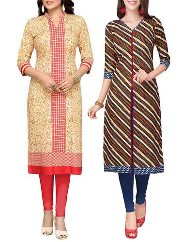 multi colored cotton combo kurta - 14421217 - Very Small Image - 1