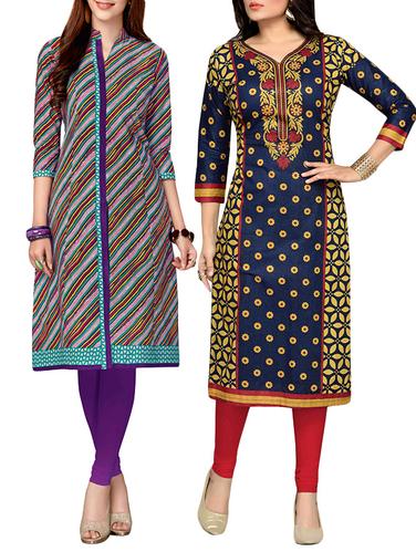multi colored cotton combo kurta - 14421228 - Very Small Image - 1