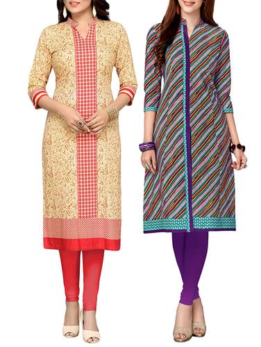 multi colored cotton combo kurta - 14421230 - Very Small Image - 1
