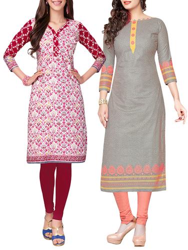 multi colored cotton combo kurta - 14421248 - Very Small Image - 1