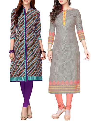 multi colored cotton combo kurta - 14421251 - Very Small Image - 1