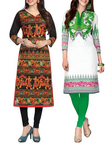 multi colored cotton combo kurta - 14421258 - Very Small Image - 1