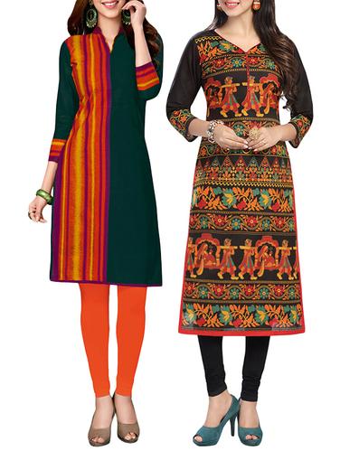 multi colored cotton combo kurta - 14421260 - Very Small Image - 1