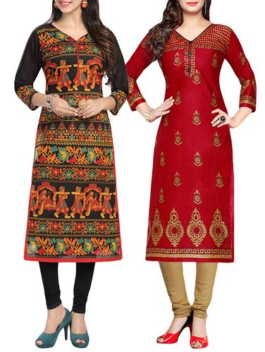 multi colored cotton combo kurta - 14421264 - Very Small Image - 1