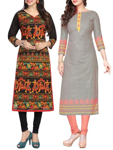 multi colored cotton combo kurta - 14421266 - Very Small Image - 1