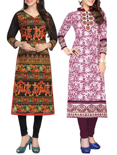 multi colored cotton combo kurta - 14421269 - Very Small Image - 1