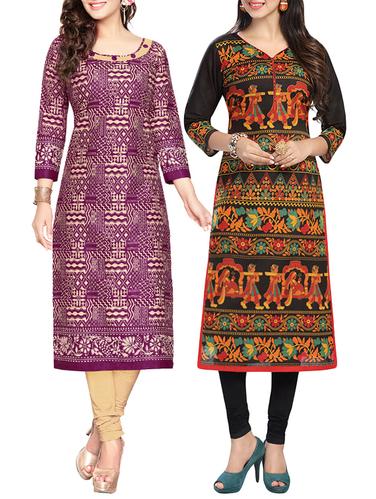 multi colored cotton combo kurta - 14421270 - Very Small Image - 1