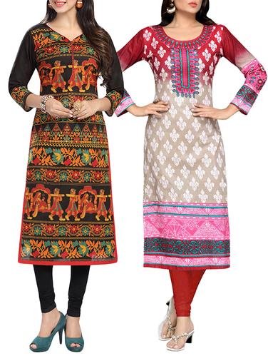 multi colored cotton combo kurta - 14421271 - Very Small Image - 1
