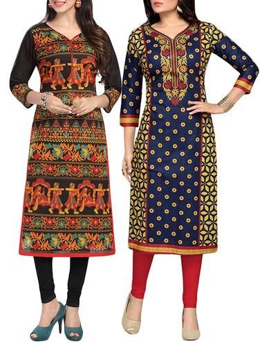 multi colored cotton combo kurta - 14421273 - Very Small Image - 1