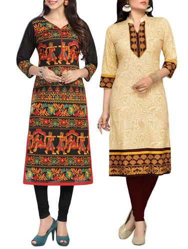 multi colored cotton combo kurta - 14421274 - Very Small Image - 1