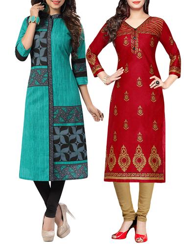 multi colored cotton combo kurta - 14421285 - Very Small Image - 1