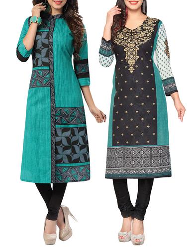 multi colored cotton combo kurta - 14421286 - Very Small Image - 1