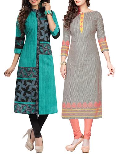 multi colored cotton combo kurta - 14421287 - Very Small Image - 1