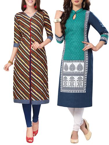 multi colored cotton combo kurta - 14421303 - Very Small Image - 1