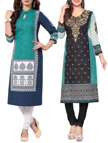 multi colored cotton combo kurta - 14421307 - Very Small Image - 1