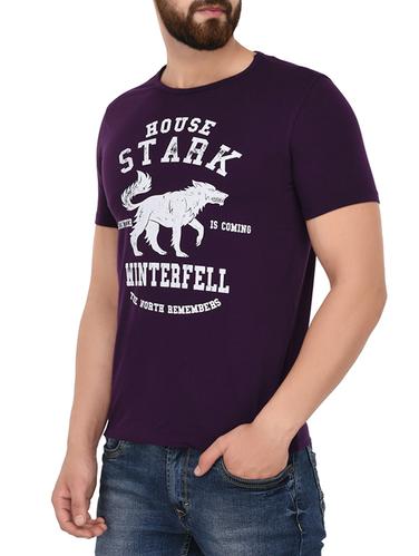 purple cotton chest print tshirt - 14421603 - Very Small Image - 1