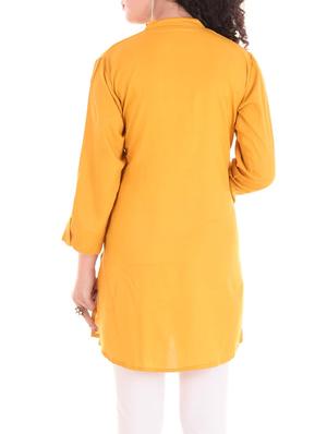 yellow viscose straight kurti - 14421954 - Standard Image - 3