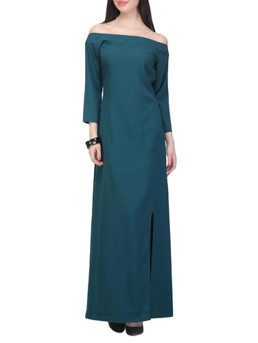 Teal blue crepe maxi dress - 14422007 - Very Small Image - 1