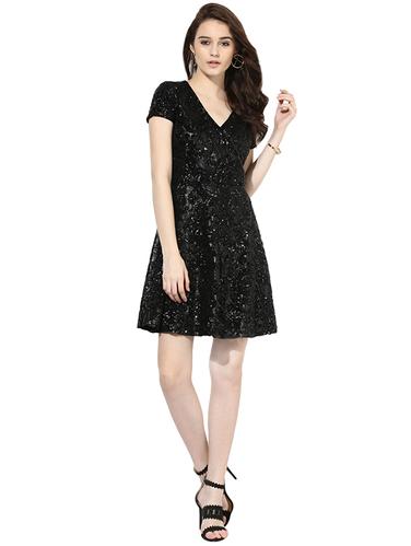 black sequin empire line dress - 14422051 - Very Small Image - 1