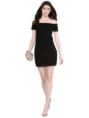 black stripped off shoulder dress - 14422055 - Very Small Image - 1