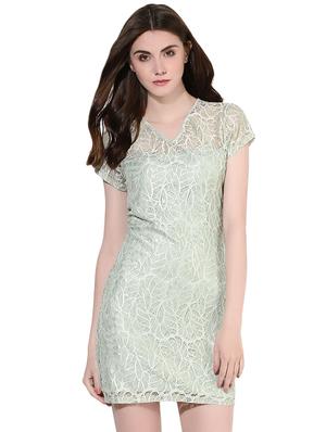 sheer lace v-neck sheath dress - 14422062 - Standard Image - 2