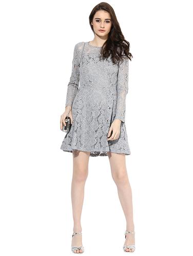 grey lacy skater dress - 14422082 - Very Small Image - 1