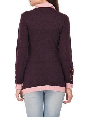 purple woollen turtle neck pullover - 14422123 - Standard Image - 3