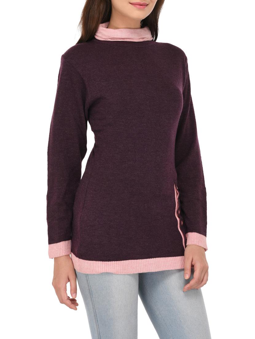 purple woollen turtle neck pullover - 14422123 - Zoom Image - 2