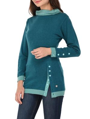 blue woollen turtle neck pullover - 14422124 - Standard Image - 2