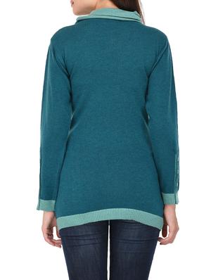 blue woollen turtle neck pullover - 14422124 - Standard Image - 3