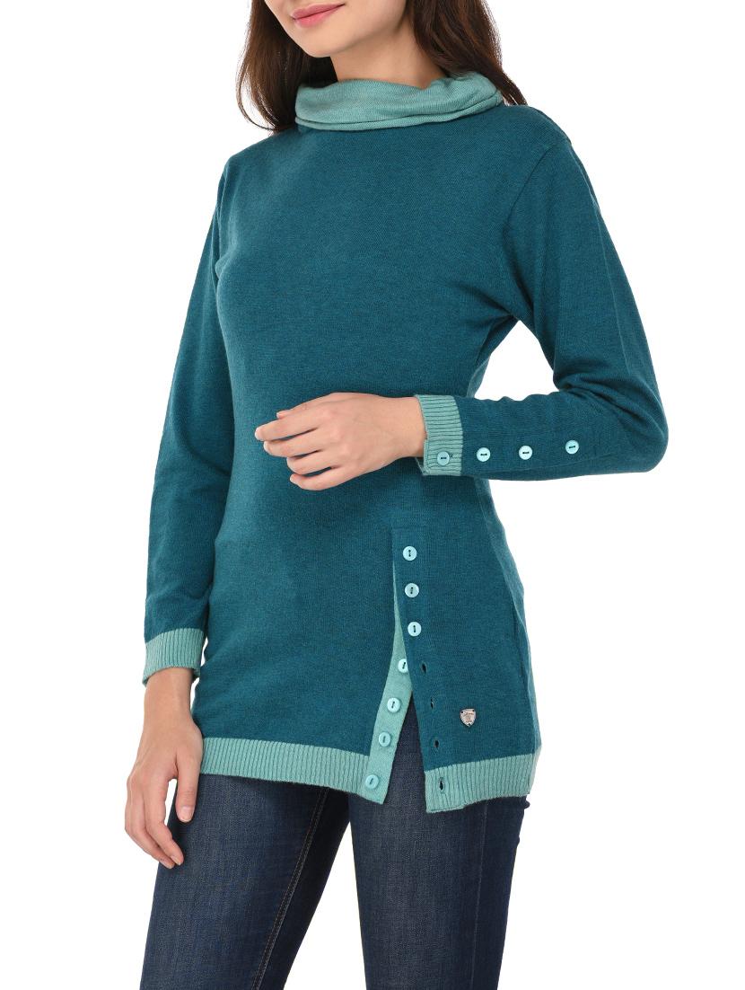 blue woollen turtle neck pullover - 14422124 - Zoom Image - 2