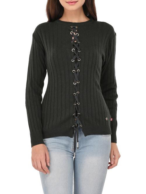 green woolen pullover - 14422125 - Standard Image - 1