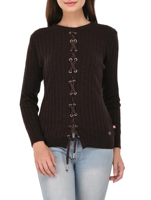 brown woollen pullover - 14422127 - Standard Image - 1